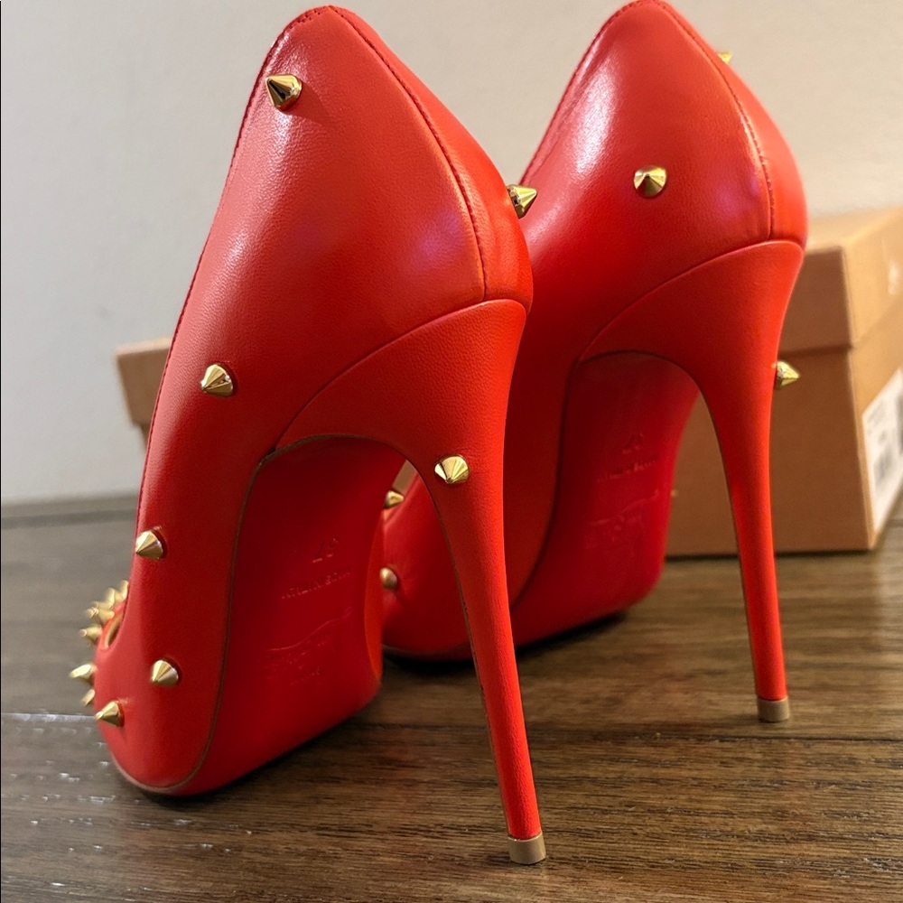 EUC [Christian Louboutin] Degraspike Red Stiletto Heels Pumps Women’s 37 / US 7 - Picture 10 of 16